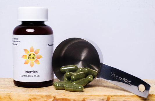 Nettles are packed with nutrients and vitamins like A,C,k, and B minerals like iron, calcium, magnesium,and potassium. Good for skin condition and allergies. 70 Capsules – 735mg